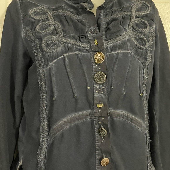 Elisa Cavaletti designer stretch embellished blue jacket size large - Picture 2 of 4